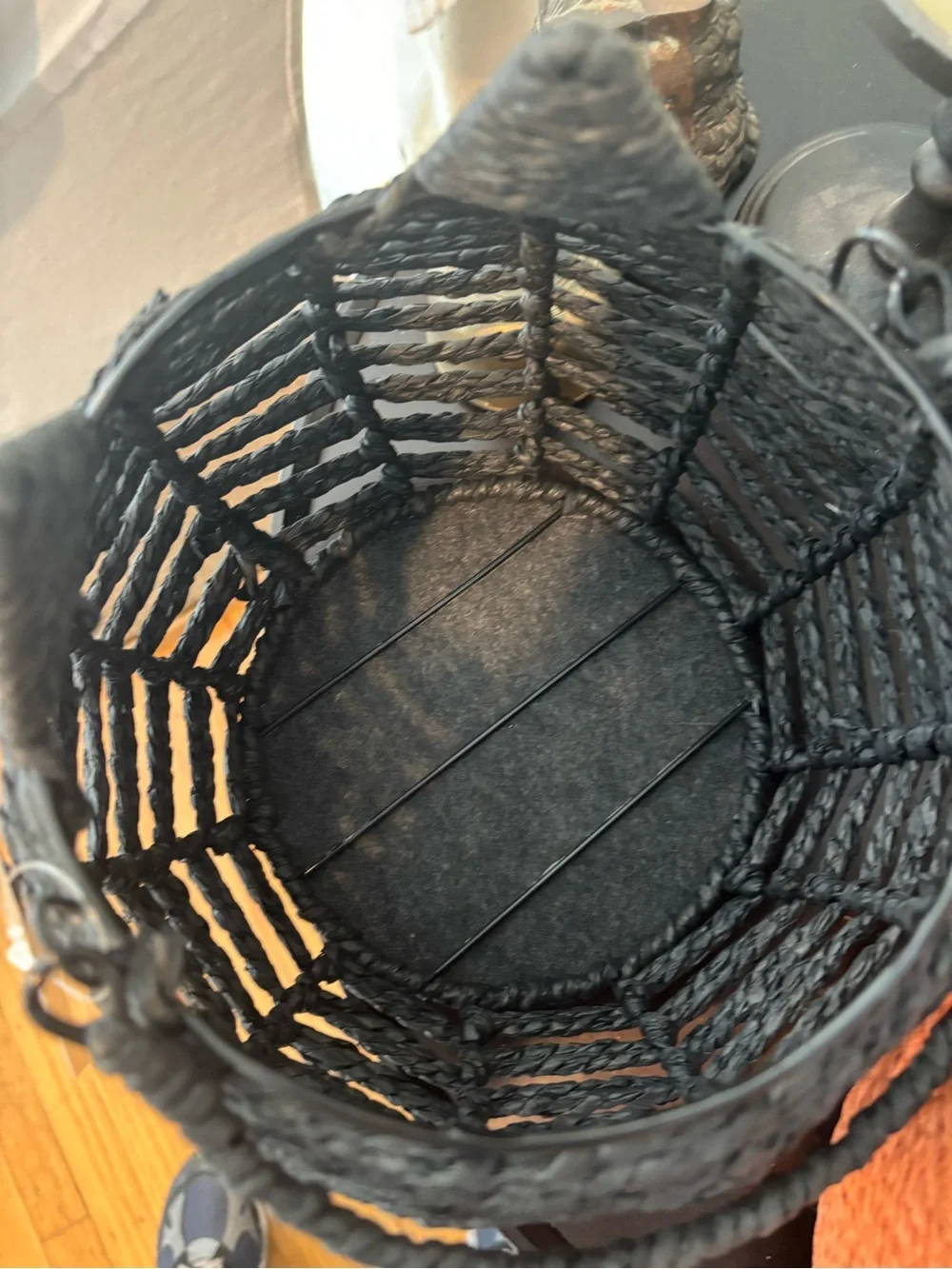 Pair Halloween Top Handle Woven Baskets Pumpkin Jack-o’-Lantern Black Cat New